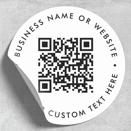 QR-code | Modern minimalistisch zuiver wit Ronde Sticker