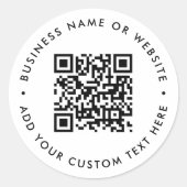 QR-code | Modern minimalistisch zuiver wit Ronde Sticker (Voorkant)
