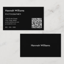 QR Code Modern Minimalistisch Zwart Visitekaartje