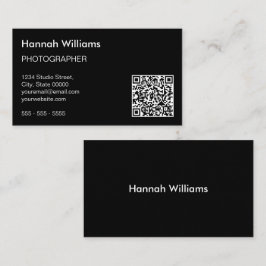 QR Code Modern Minimalistisch Zwart Visitekaartje