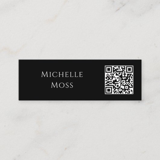 QR-code Modern minimalistisch zwart wit Mini Visitekaartje (Voorkant)