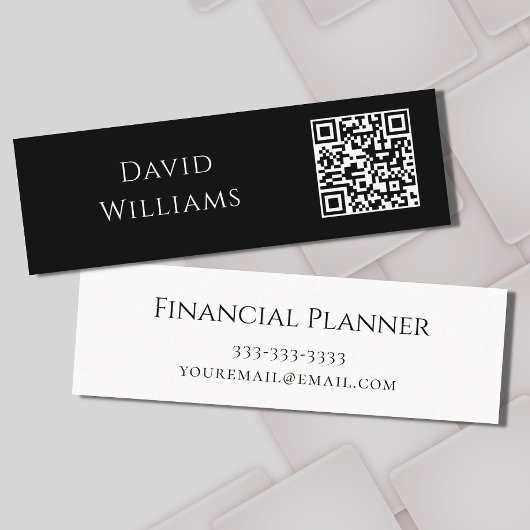 QR-code Modern minimalistisch zwart wit Mini Visitekaartje