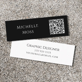 QR-code Modern minimalistisch zwart wit Mini Visitekaartje