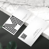 QR code modern minimalistisch zwart-wit monogram Visitekaartje