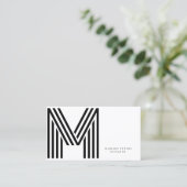 QR code modern minimalistisch zwart-wit monogram Visitekaartje (Staand voorkant)