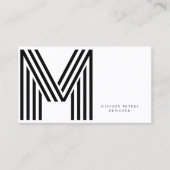 QR code modern minimalistisch zwart-wit monogram Visitekaartje (Voorkant)