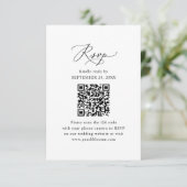QR-code Modern Minimalistisch zwart-withuwelijk RSVP Kaartje (Staand voorkant)