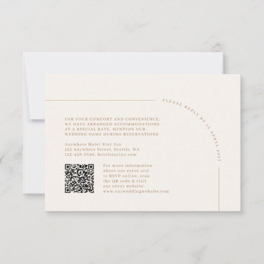 QR-code Modern minimalistische Boho-Arch RSVP-kaar RSVP Kaartje (Voorkant)
