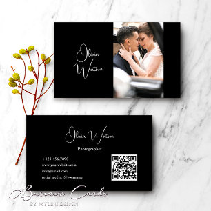 QR Code Modern Minimalistische Script Fotograaf Visitekaartje