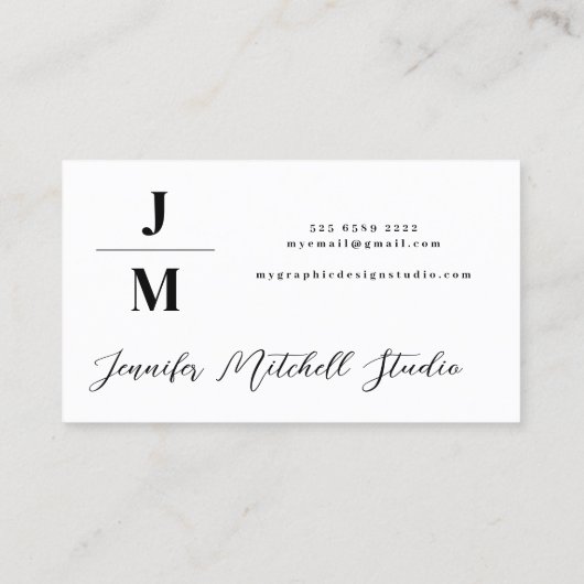 QR code modern monogram eenvoudig minimalistisch Visitekaartje (Achterkant)