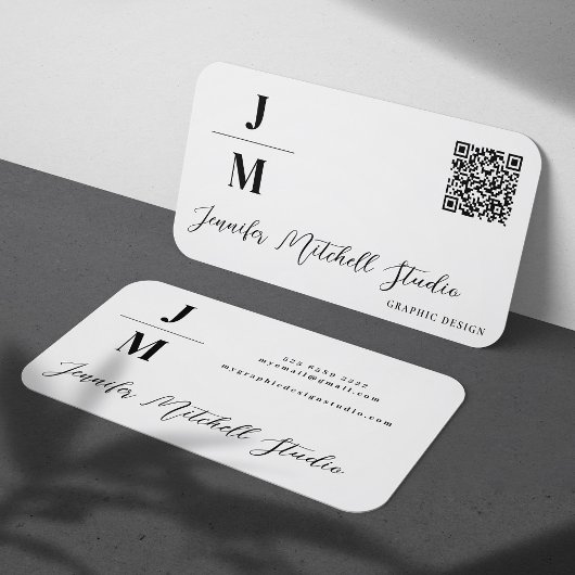 QR code modern monogram eenvoudig minimalistisch Visitekaartje
