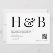 QR-code modern monogram trouwuitnodiging Save The Date (Voorkant)