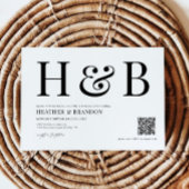 QR-code modern monogram trouwuitnodiging Save The Date