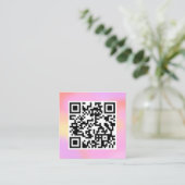 QR-code Modern pastel roze Boho Feminine Vierkante Visitekaartje (Staand voorkant)