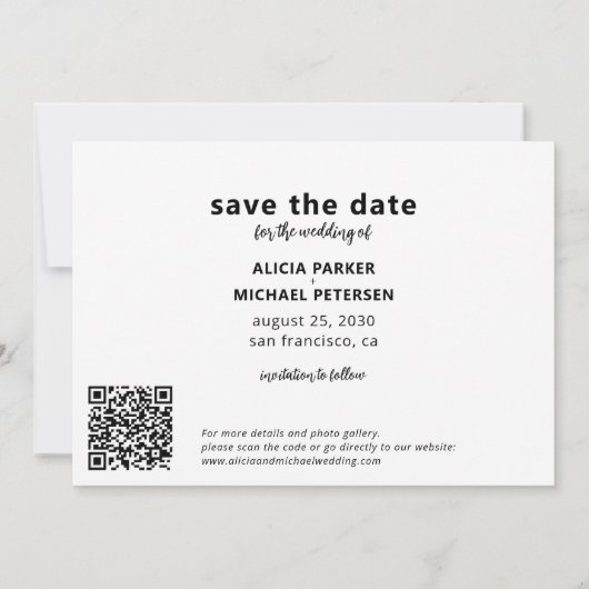 QR code modern photo funny casual wedding Save The Date (Achterkant)