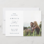 QR code Modern Photo Wedding Dusty Blue Save The Date (Voorkant)