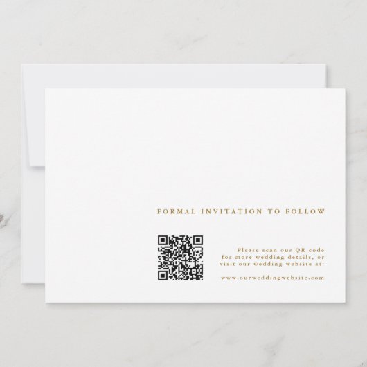 QR code Modern Photo Wedding Gold Save The Date (Achterkant)