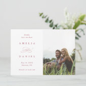 QR code Modern Photo Wedding Roos Gold Save The Date (Staand voorkant)