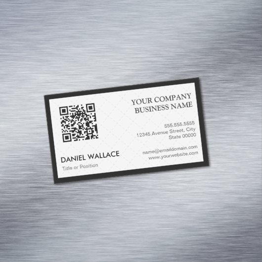 QR-code - Modern Professional Black White Magnetisch Visitekaartje (Voorbeeld)