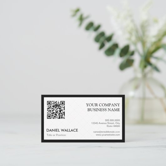 QR-code - Modern Professional Black White Visitekaartje (Staand voorkant)