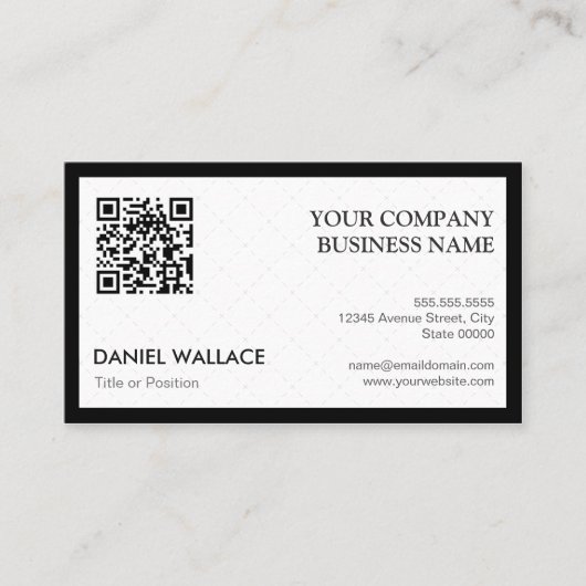 QR-code - Modern Professional Black White Visitekaartje (Voorkant)