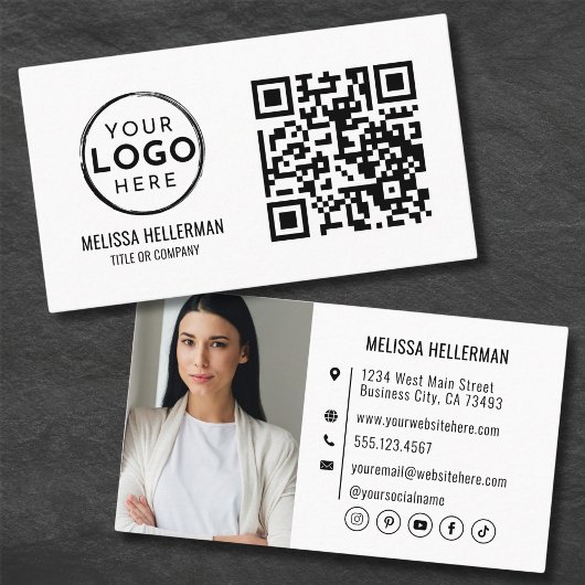 QR Code Modern Professioneel Foto Uw Logo Visitekaartje