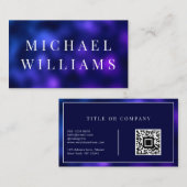 QR-code modern professioneel navyblauw elegant zak Visitekaartje (Voorkant / Achterkant)