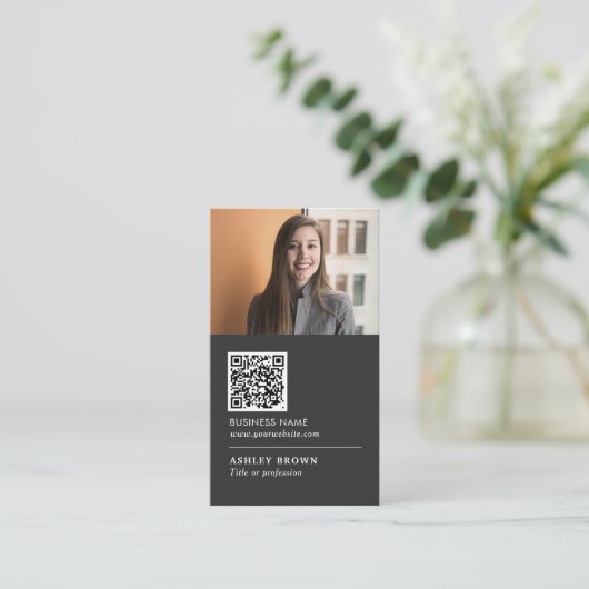 QR-code Modern professioneel onroerend goed foto B Visitekaartje (Staand voorkant)