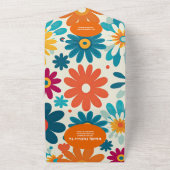 QR Code Modern Retro 70's Daisy Bruiloft All In One Uitnodiging (Buitenkant)