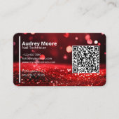 QR Code Modern Rood Glitter Professionele Nagelsty Visitekaartje (Voorkant)