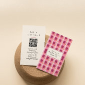 QR Code Modern Roze Geruite Eigenzinnige Boho Girl Visitekaartje