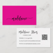 QR Code Modern Roze Zwart Elegant Visitekaartje (Voorkant / Achterkant)