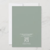 QR Code Modern Sage Green Minimal Leaf Wedding Kaart (Achterkant)