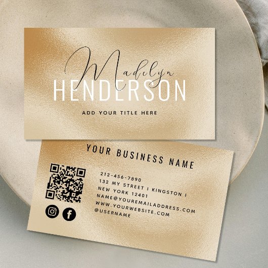 QR-code Modern scanbaar pastelglas script Visitekaartje