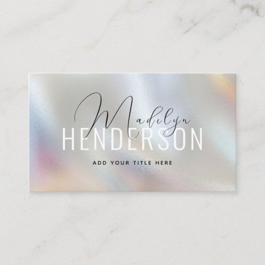 QR-code Modern scannbaar script Pearl Glass Visitekaartje (Voorkant)