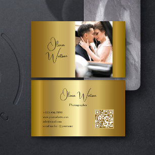 QR Code Modern Schrift Goud Fotograaf Visitekaartje