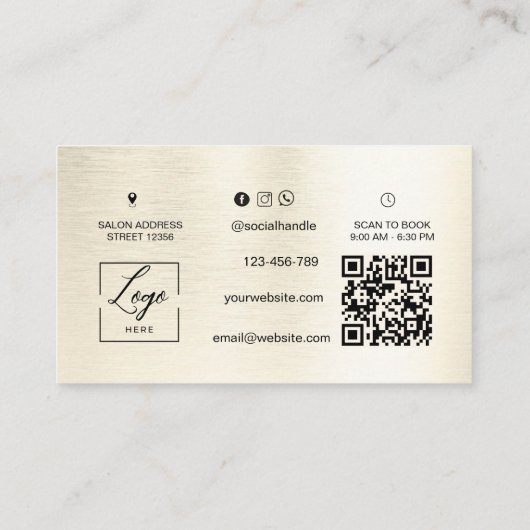 Qr Code Modern script Geglazuurd wit Wimper Visitekaartje (Achterkant)