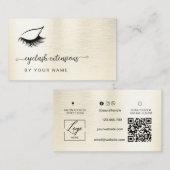 Qr Code Modern script Geglazuurd wit Wimper Visitekaartje (Voorkant / Achterkant)
