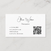 QR Code Modern Script Minimalistische Fotograaf Visitekaartje (Achterkant)