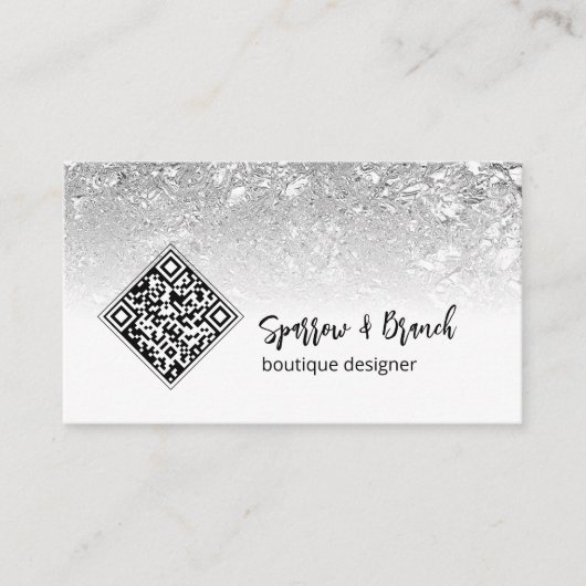 QR-code Modern Silver Boutique Visitekaartje (Voorkant)