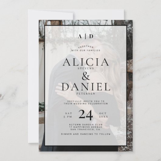 QR code modern simple typography 2 photo wedding Kaart (Voorkant)