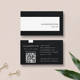 QR Code Modern Slank Zwart Wit Professioneel Visitekaartje