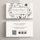 QR Code Modern Social Media Botanisch Blush Script Visitekaartje