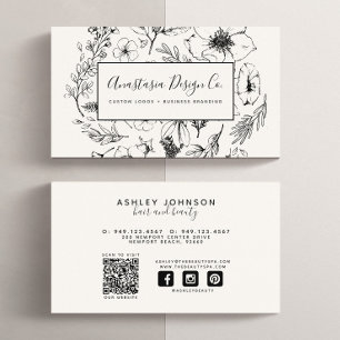 QR Code Modern Social Media Botanisch Blush Script Visitekaartje