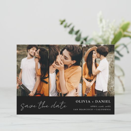 QR Code Modern Sparen de Datum 4 Foto Elegant Save The Date (Staand voorkant)