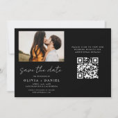 QR Code Modern Sparen de Datum 4 Foto Elegant Save The Date (Achterkant)