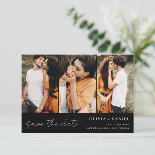 QR Code Modern Sparen de Datum 4 Foto Elegant Save The Date (Staand voorkant)