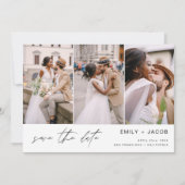 QR Code Modern Sparen de Datum 4 Foto Elegant Save The Date (Voorkant)