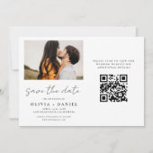 QR Code Modern Sparen de Datum 4 Foto Elegant Save The Date (Achterkant)