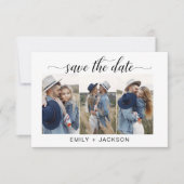 QR Code Modern Sparen de Datum 4 Foto Elegant Save The Date (Voorkant)